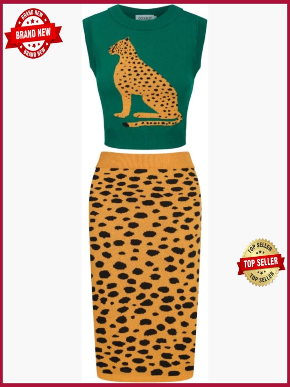 Knitted Vest Skirt 2 Piece Sets, Retro Mod Style, Sleeveless Pull On